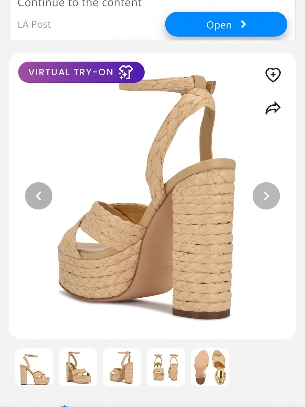 Woven Platform Ankle-Strap Sandal in Natural Beige